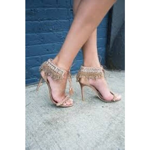 Badgley‎ Mischka Women's Katrina Embellished Satin Ankle-Tie High Heels Size 7 - Picture 3 of 9